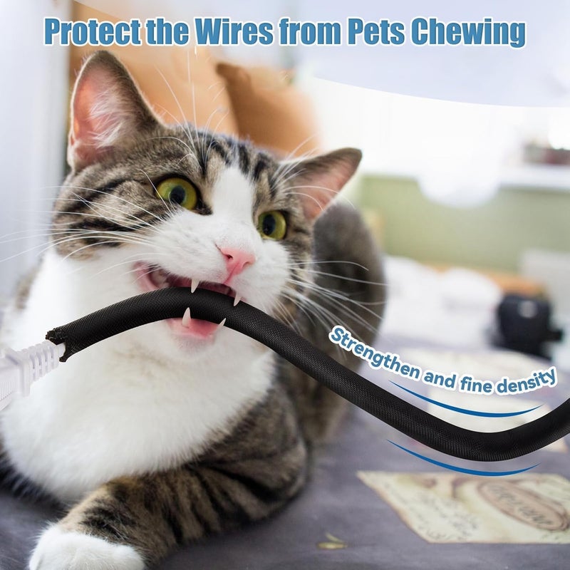 Wengus 1 inch Cord Protectors from Pets No Chew, 10ft Wire Protector Cord Covers for Pets, Flexible Cable Sleeve Cord Management for TV Computer Wires - Image 3